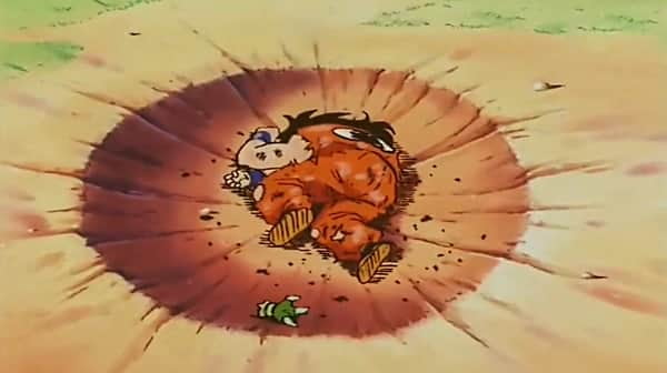此画面出自《龙珠》,贝吉塔的蔬菜人自爆导致雅木茶死亡的一幕,这个